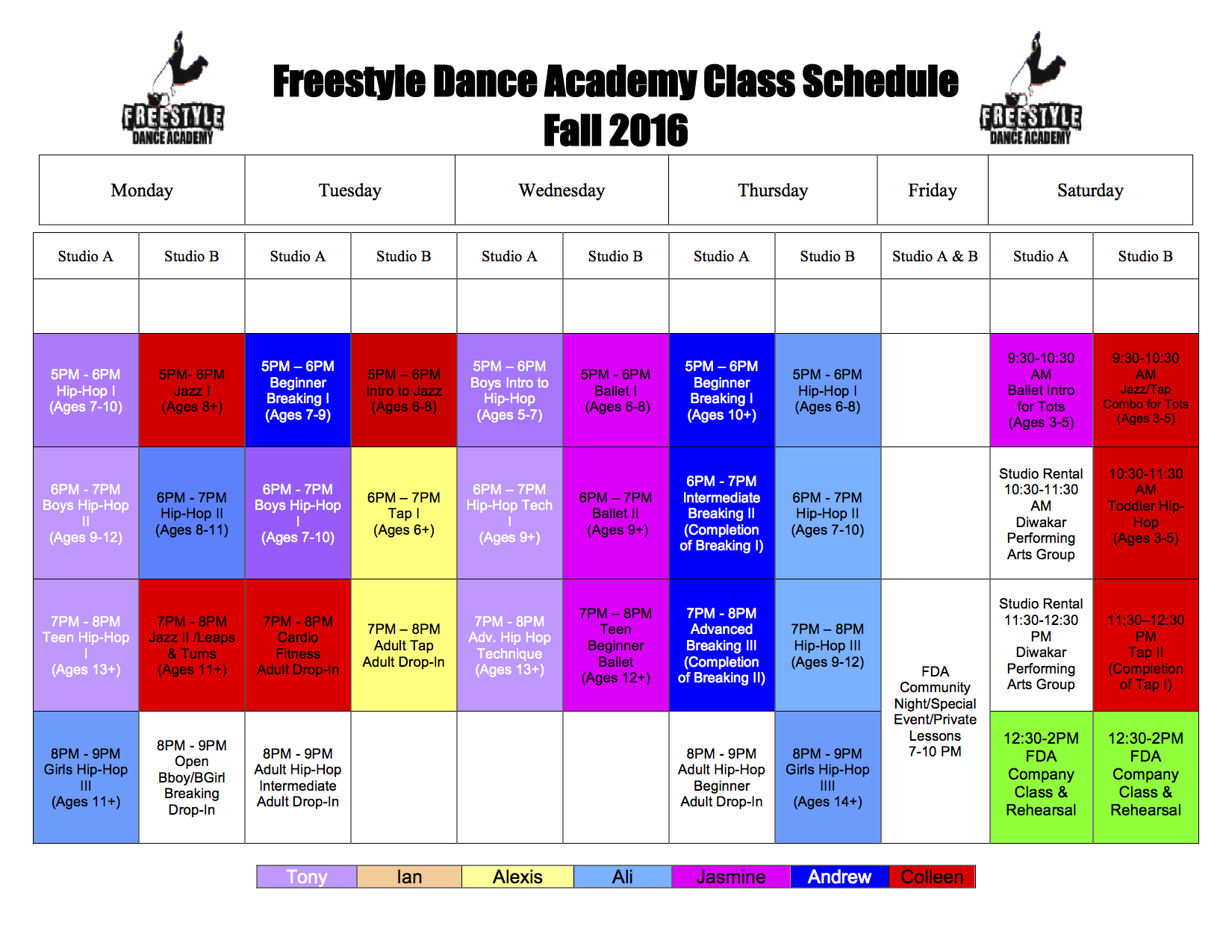 Fall 2016 Dance Class Registration at Freestyle Dance AcademyFreestyle