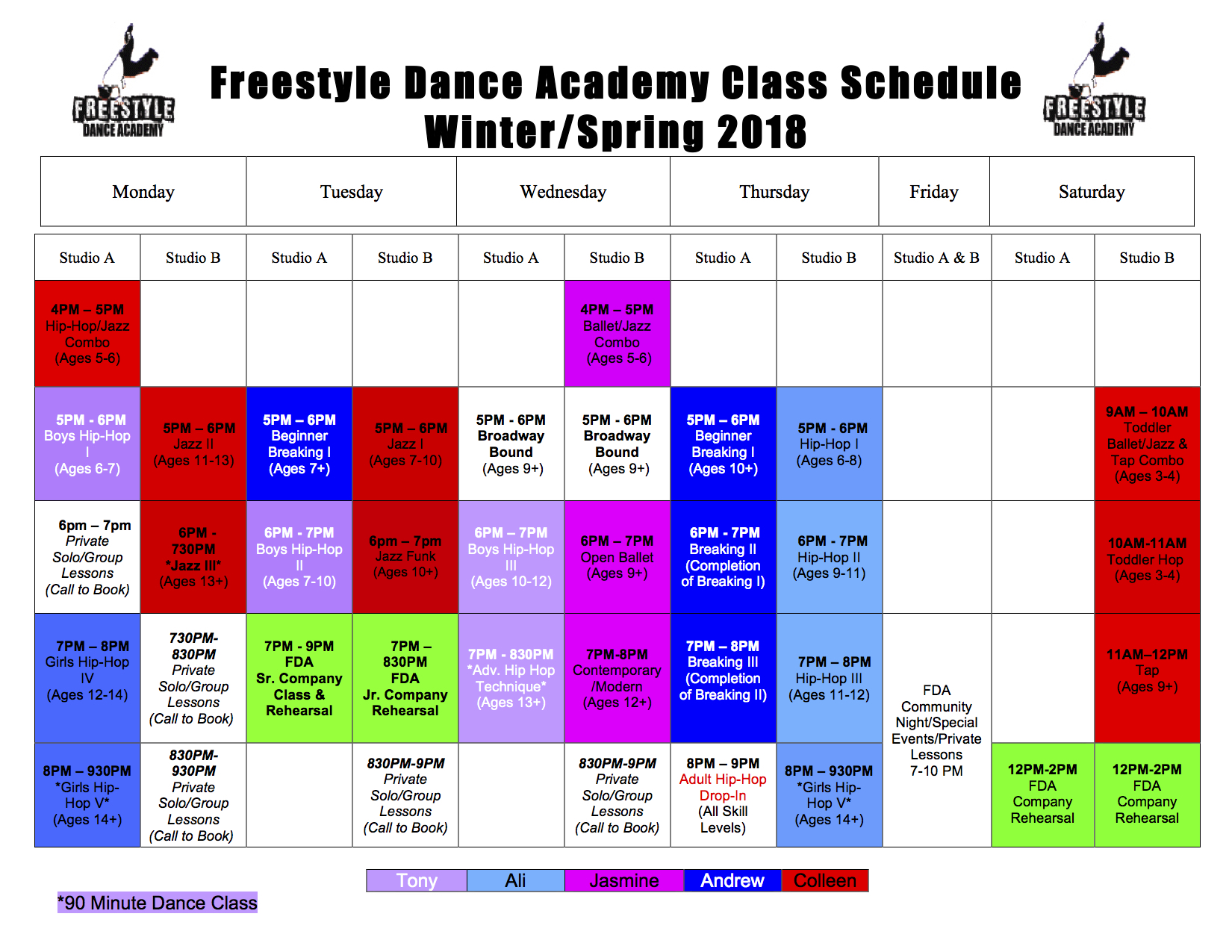Dance Schedule Template