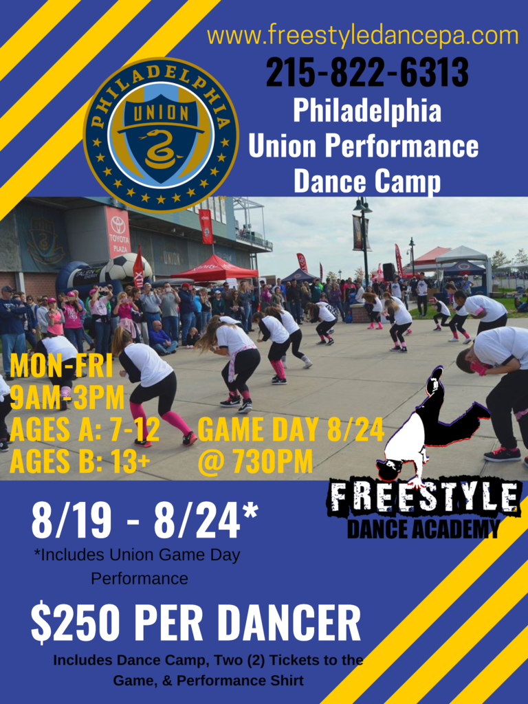 Freestyle Dance Academy, Best of Bucks, dance, dance class, dance studio, dance team, Warrington, Chalfont, Doylestown, hip-hop, jazz, tap, ballet, contemporary, musical theater, breakdancing, summer, dance class, Philadelphia Union